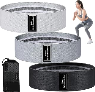 exercise bands set - 3 elastic fabric trackers - non-slip resistance bands for butt, legs, pilates and strength training - high quality sports band for effective training