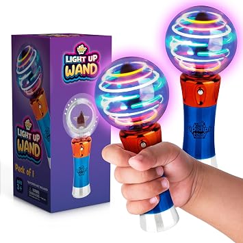 IPIDIPI TOYS Spinning Light Up Magic Wand for Kids, 2 Pack, LED Sensory Globe Wand - Easter Basket Stuffers Light Up Toys, Small Gift, Goodie Bag - Birthday Party Favors for Boys and Girls