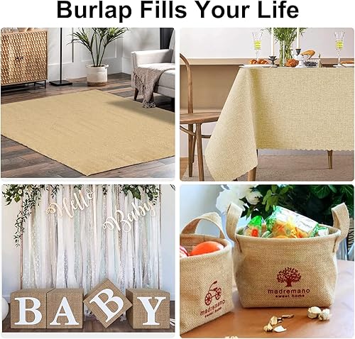 Miniatura 5 de Agfabric Tela de barrera de malezas de arpillera natural, 7.9 onzas, 5.3 x 30 pies, arpillera para verduras y plantas, beige