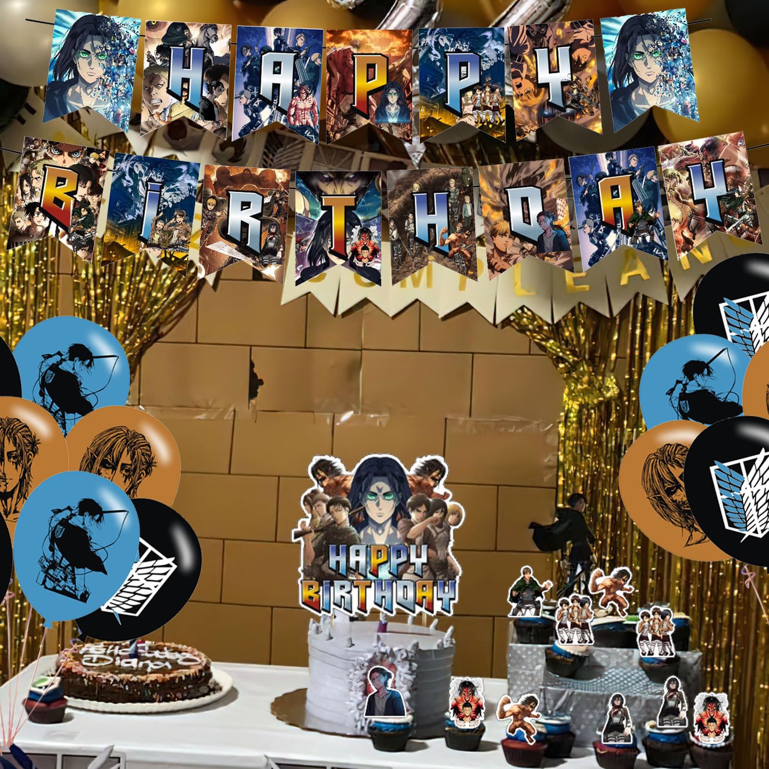14-teiliges Kuchendekor-Set 'Attack On Titan' – Cupcake-Topper & Figuren Für Anime-Geburtstagsparty