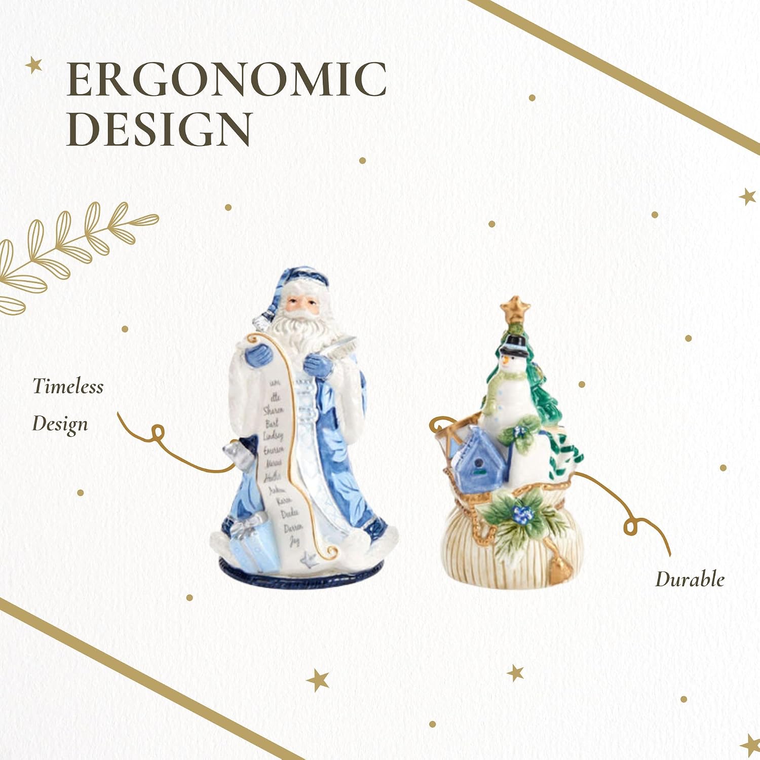 Fitz and Floyd Holiday Home Santa Salt & Pepper Set - Festive Earthenware Shakers, Decorative Christmas Dining & Kitchen Table Accent, Holiday Entertaining Essentials - Gift Boxed for Loved Ones