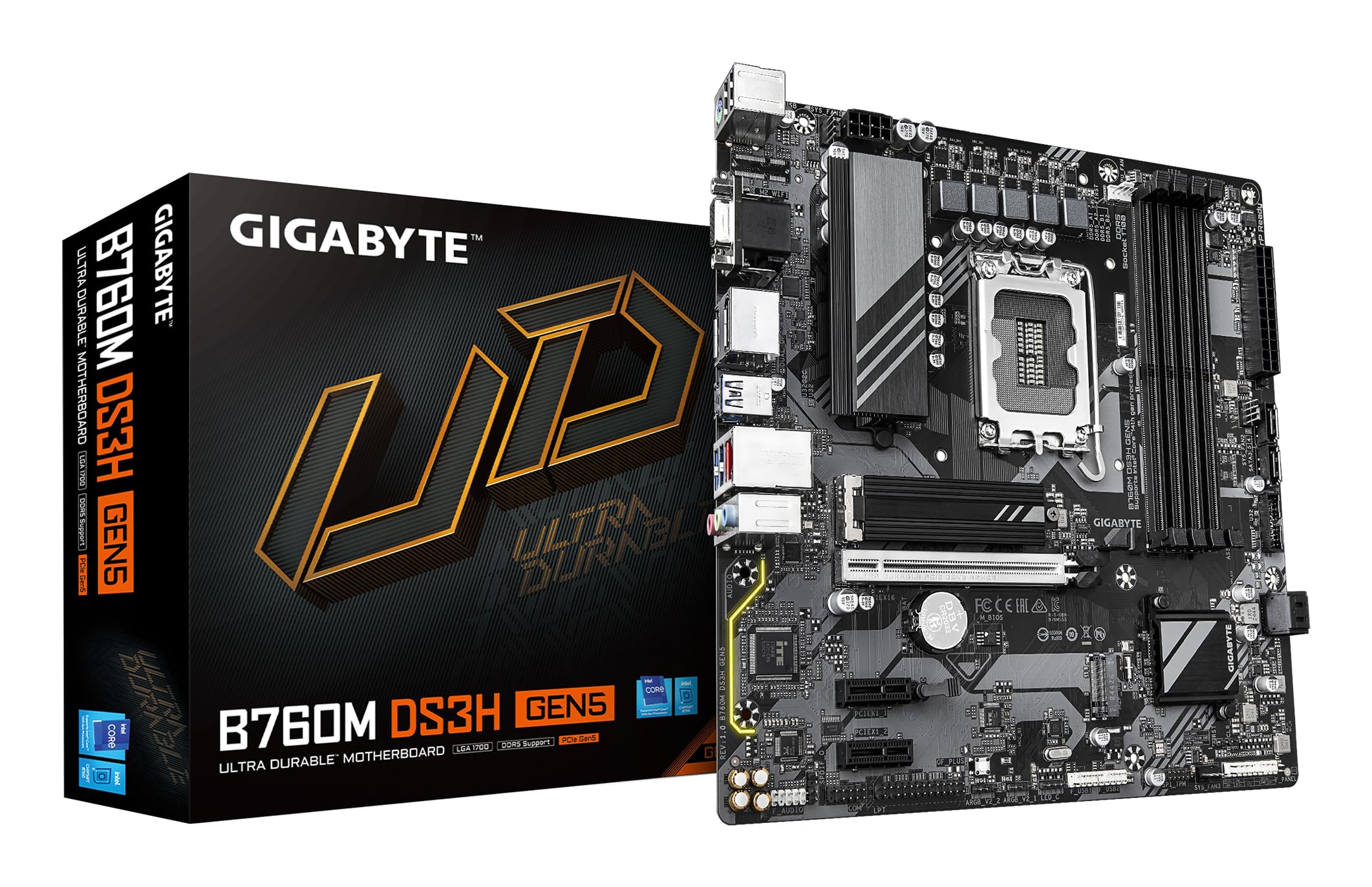 Gigabyte B760M DS3H GEN5 Scheda Madre – Supporta Cpu Intel Core 14ª Generazione, Vrm Digitale A 6+2+1 Fasi, Fino A 5600 Mhz DDR4, 2 X M.2 Pcie 4.0, Lan 2.5Gbe, Usb 3.2 Gen2-image