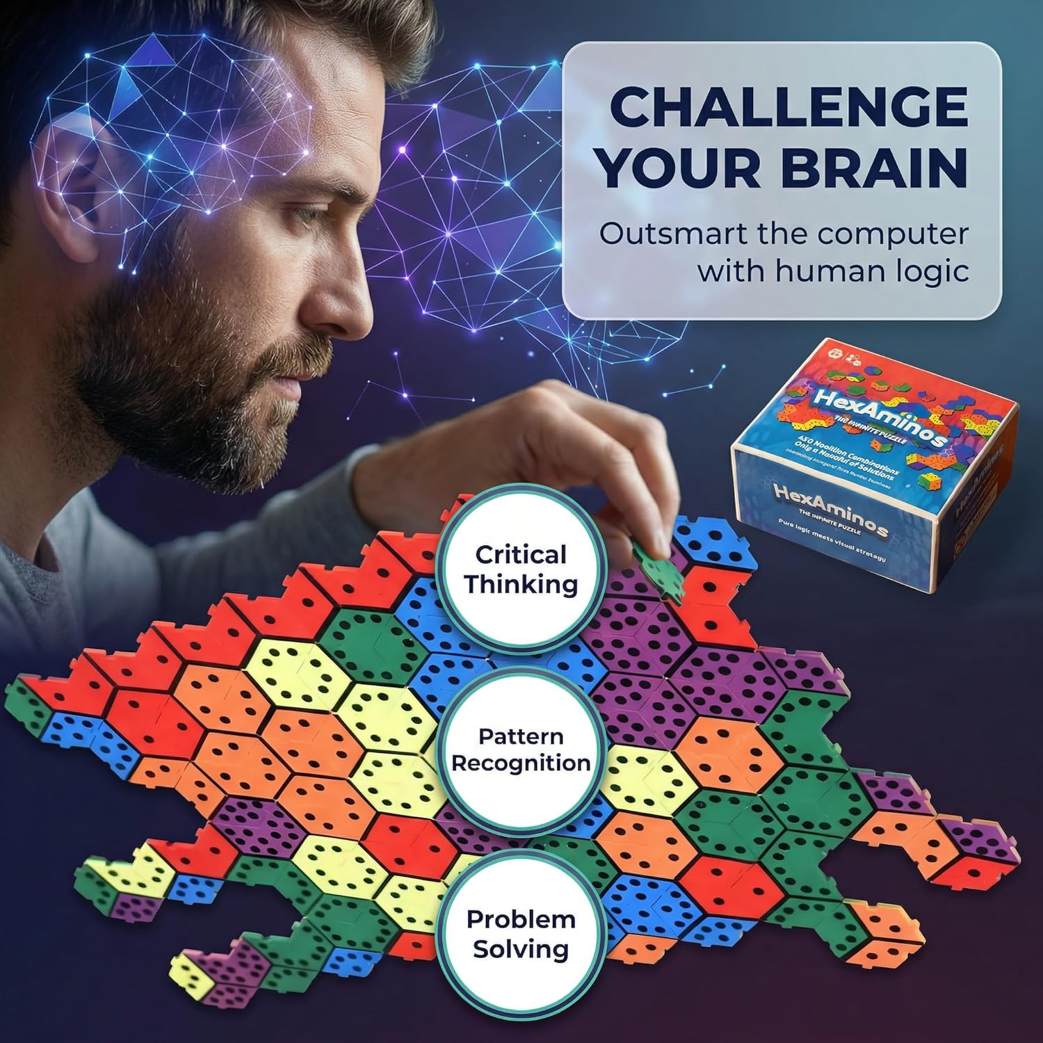 The Infinite Puzzle – Fun Family Board Games for Adults & Teens Alike, Travel & Strategy Puzzle Game for Family Game Night, Educational Board Games with 450 Nonillion Combinations
