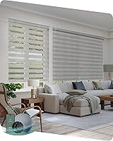 Vista 26 de Yoolax - Persianas de rodillo motorizada inteligente, estilo cebra, para ventanas 80% de sombreado - Blanco