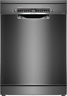 Bosch 15 Place Settings Series-6 free-standing Dishwasher 60 cm Brushed black steel anti-fingerprint with Wi-Fi,Heat exchanger, (SMS6HMC00I, Black Steel)