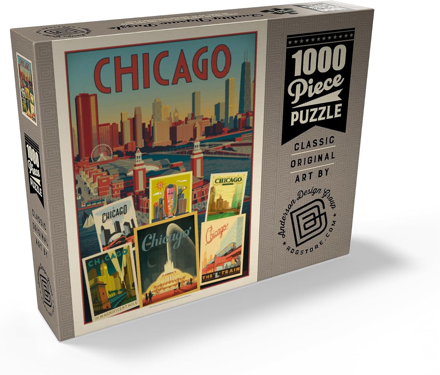 MyPuzzle Chicago: Multi-Image Collage Print, Vintage Poster - Premium 1000 Piece Jigsaw Puzzle for Adults