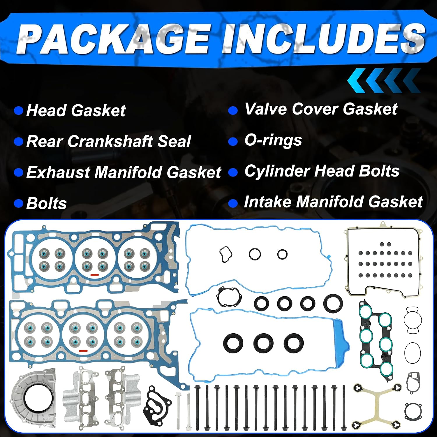 3.6 Full Head Gasket Set w/Cylinder Head Bolts Fit for Chevrolet Traverse GMC Acadia 3.6L 2009-2016 V6 DOHC HS54661G ES72274