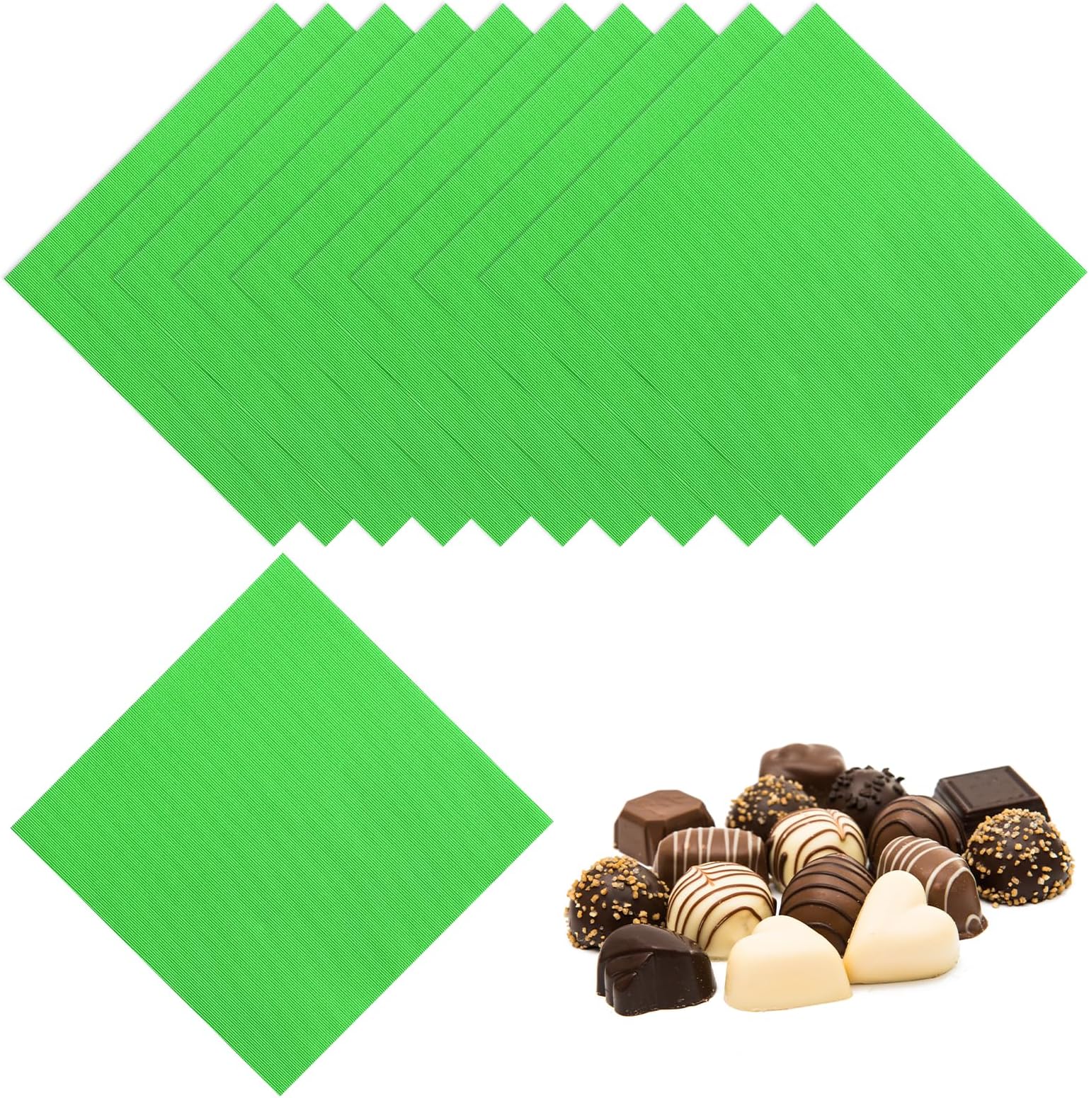 100 Pcs Foil Candy Wrappers, 4.7 x 4.7 Inch Chocolate Wrappers Square Candy Wrapping Papers for Food Packaging Wedding Tea Party Decoration, Green