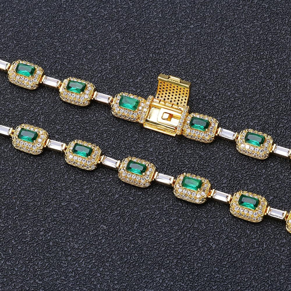 6mm Emerald Cut Tennis Bracelet for Women 18K White Gold Plated Green Cubic Zirconia Bracelet - Luxury Jewelry Valentine's Day Gift for Girlfriend Wife, Romantic Anniversary Birthday Present