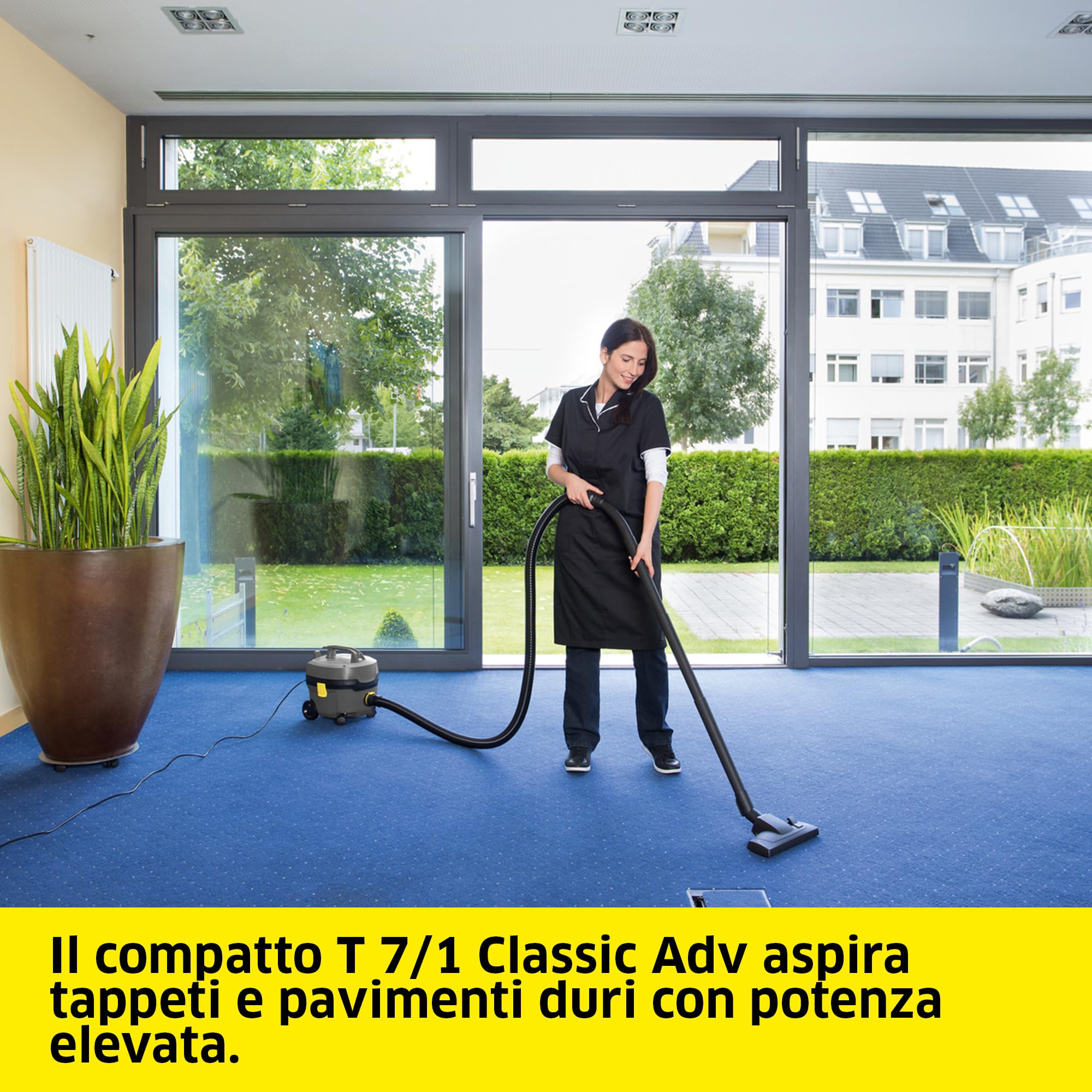 Kärcher T 7/1 Classic ADV Aspirapolvere a secco sottovuoto: 23,5 kPa, potenza nominale: 850 W, contenitore: 7 litri, tubo di aspirazione: 2 m, con ugello per pavimenti combinati, sacchetto filtro in