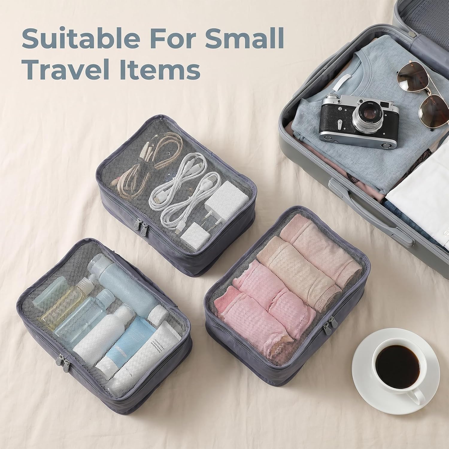 12 Pcs Luggage Organizers for Suitcase Small Packing Cubes for Travel, Grey