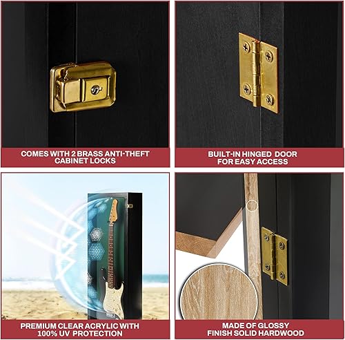 Miniatura 128 de PENNZONI Vitrina para guitarra eléctrica, estuche acrílico para guitarra eléctrica, soporte de pared, estuche de pared para guitarra hecha de marco