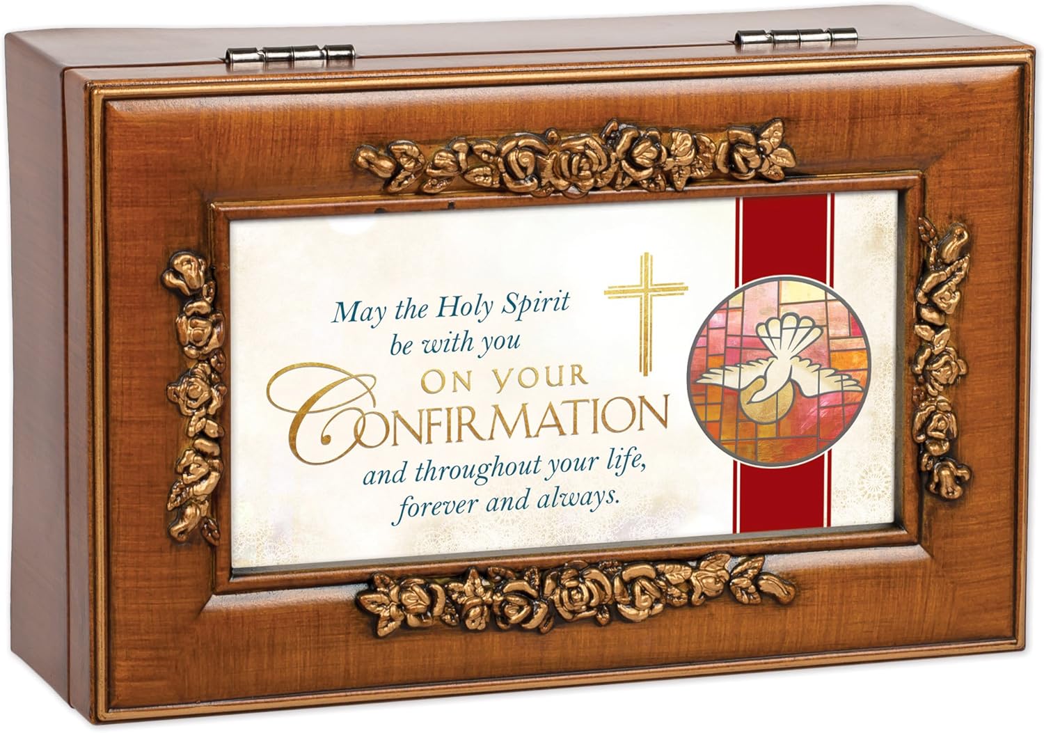 Cottage Garden Confirmation with You Woodgrain Petite Rose Keepsake Music Box Plays On Eagle's Wings