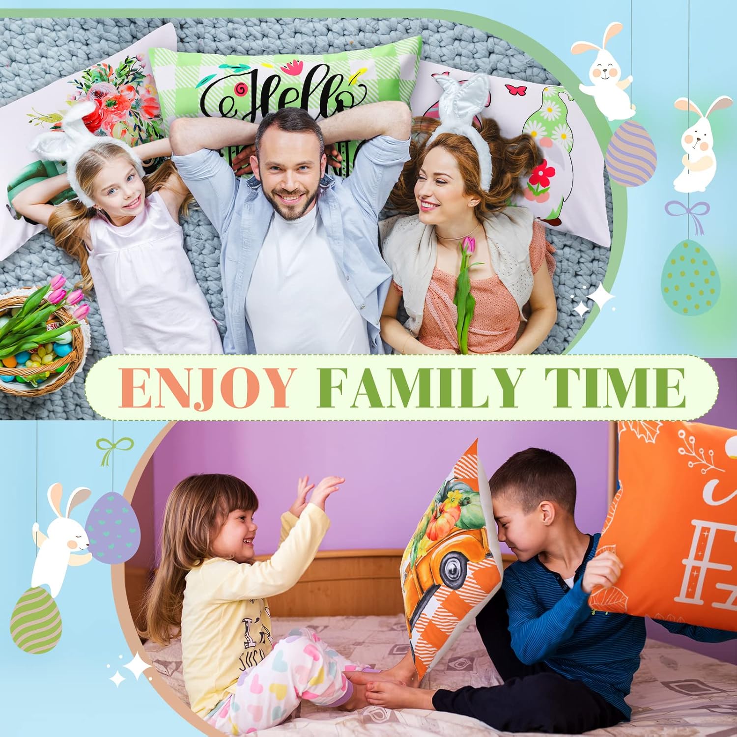 Tatuo 16 Set Holiday Pillow Covers 12 x 20 Inch Spring Easter Seasonal Throw Pillow Covers Flower Gnome Decorative Cushion Pillowcases for Farmhouse Home Couch Sofa Decor