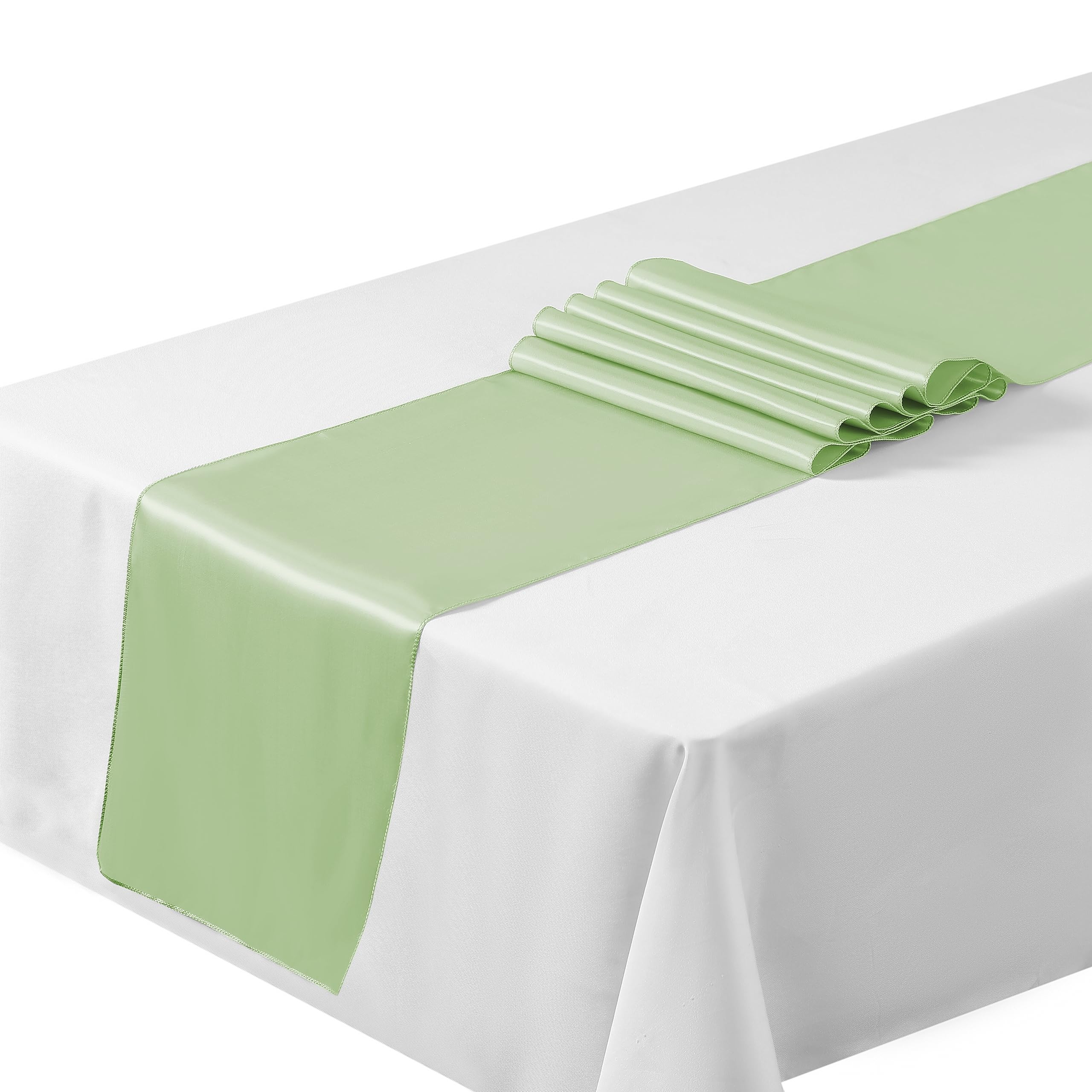 Satin Table Runners 12"x108"inch Chair Sashes Swags Wedding Party Table Decoration (1, Sage) …