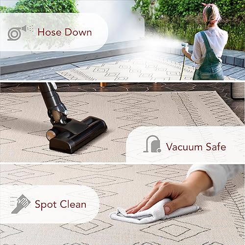 Miniatura 3 de nuLOOM Alfombra marroquí para interiores y exteriores, 2 x 3 pies, color marfil Serna