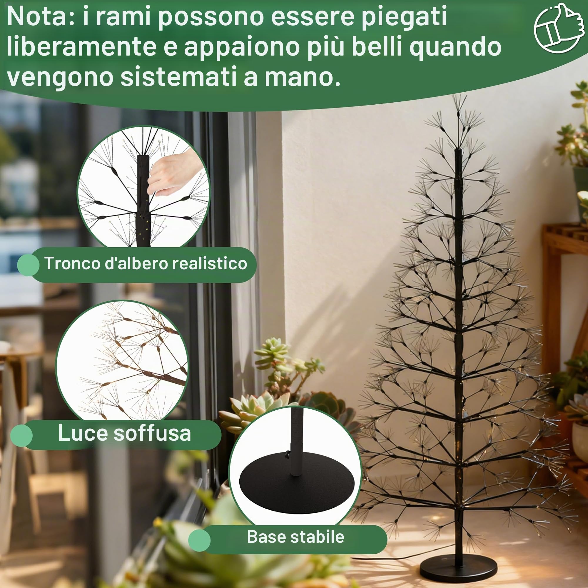 UISEBRT Albero luminoso a LED con 1500 LED e decorazione nevosa, IP44 impermeabile, albero di Natale abete per Natale, matrimonio, compleanno, festa, primavera, interno ed esterno, 150cm bianco caldo