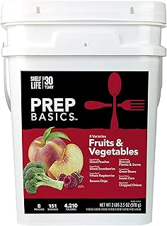 Prep Basics Fruits & Vegetables Variety | Emergency Food Supply |Freeze-Dried and Dehydrated | 4,210 Total Calories | 63 Total Grams Protein | Up to 30 Year Shelf Life | 8 Sealed Pouches - coolthings.us