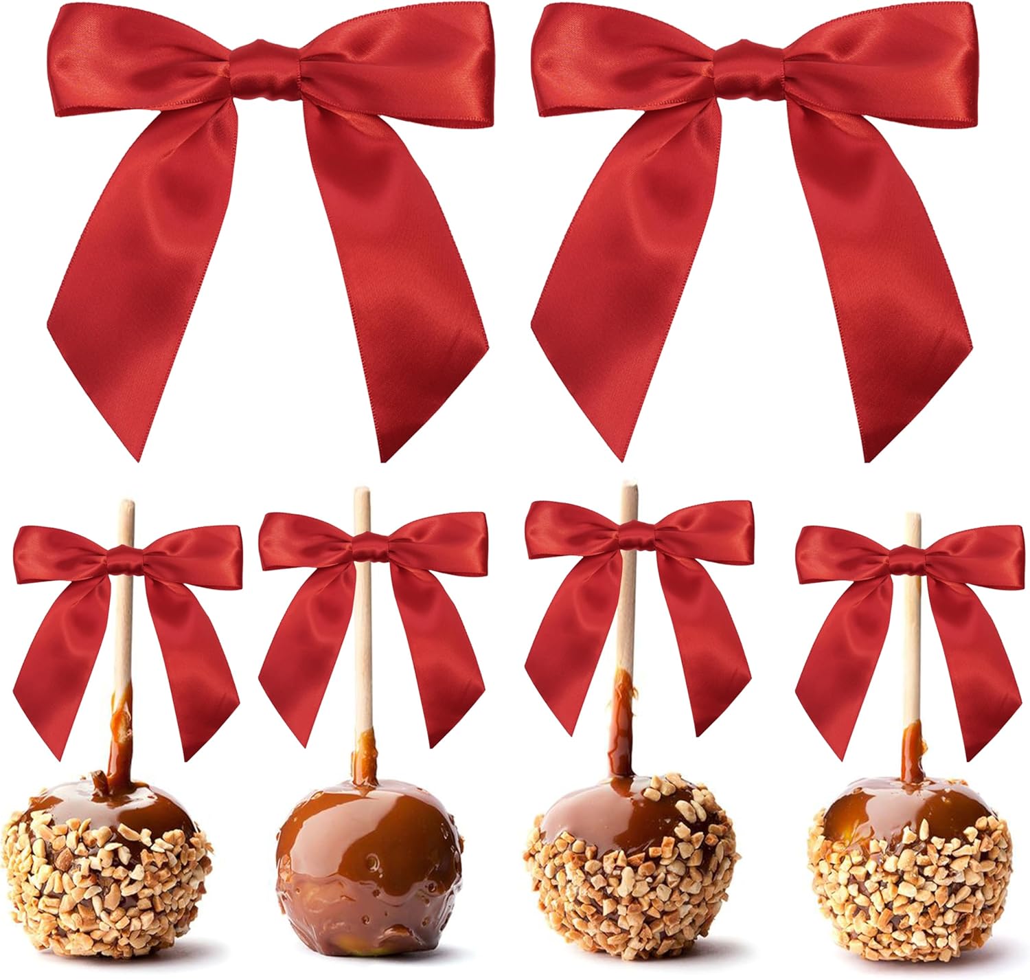 Red Satin Ribbon Twist Tie Bows 5 Inch Pre-Tied Red Gift Bows for Crafts, Treat Bags, Party Favors, Wedding, Baby Shower, Candy Apple, Christmas Tree (36 Pack) - Image 9