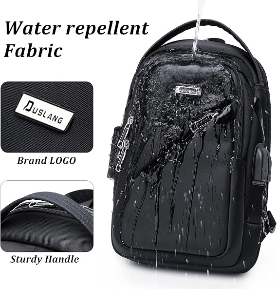 DUSLANG Bags for sports Shoulder Backpack Crossbody Sling bag for Men, Chest Bags with USB Charger Port For Casual Camping Biking Travel Cycling