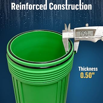 High Capacity 10 x 4.5 Whole House Filter Purifier System for Well or City Water, Presser Relief Button, 1 NPT Brass Port, Double O-Ring, Meets NSF Standards & Regulations (Green, 1 Set)