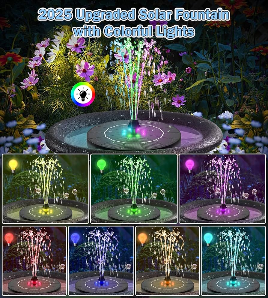 Amazon.com: SZMP Solar Water Fountain 2025 Upgraded, 3.5W