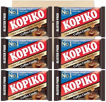 KOPIKO PSJBOX Coffee Candy, Sugar Free, Sugar Free, Blister Pack, 1.1 oz 32 g x 6 Packets, Large Capacity, Portable Coffee Candy