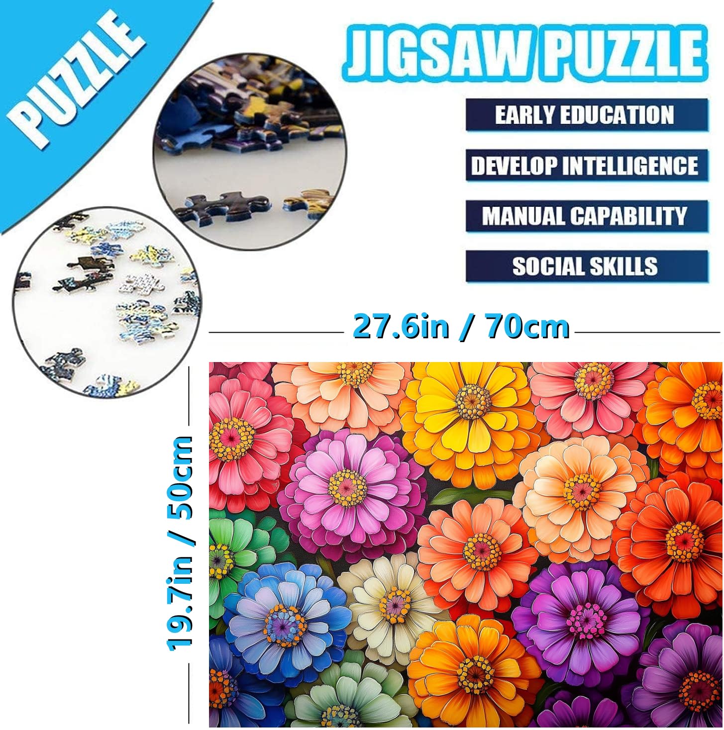 AveJoys Jigsaw Puzzles for Adults 1000 Piece Colourful Flowers 27.56 x 19.69 Inch Jigsaw Puzzle for Adults Educational Game 1000 Pieces Puzzles for Adult - Image 4