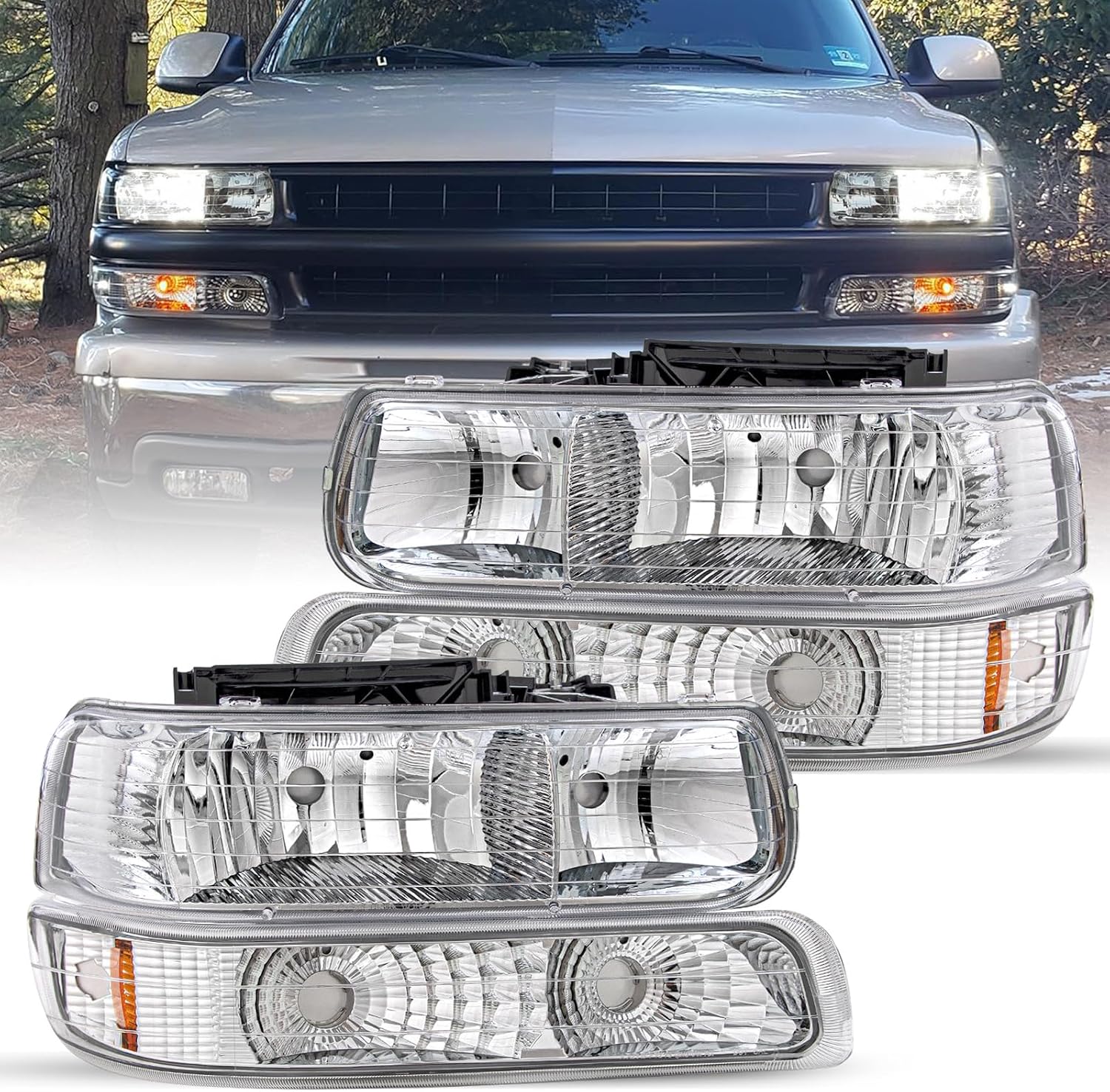 JSBOYAT Headlight and Bumper Light Assembly Set (4-piece)