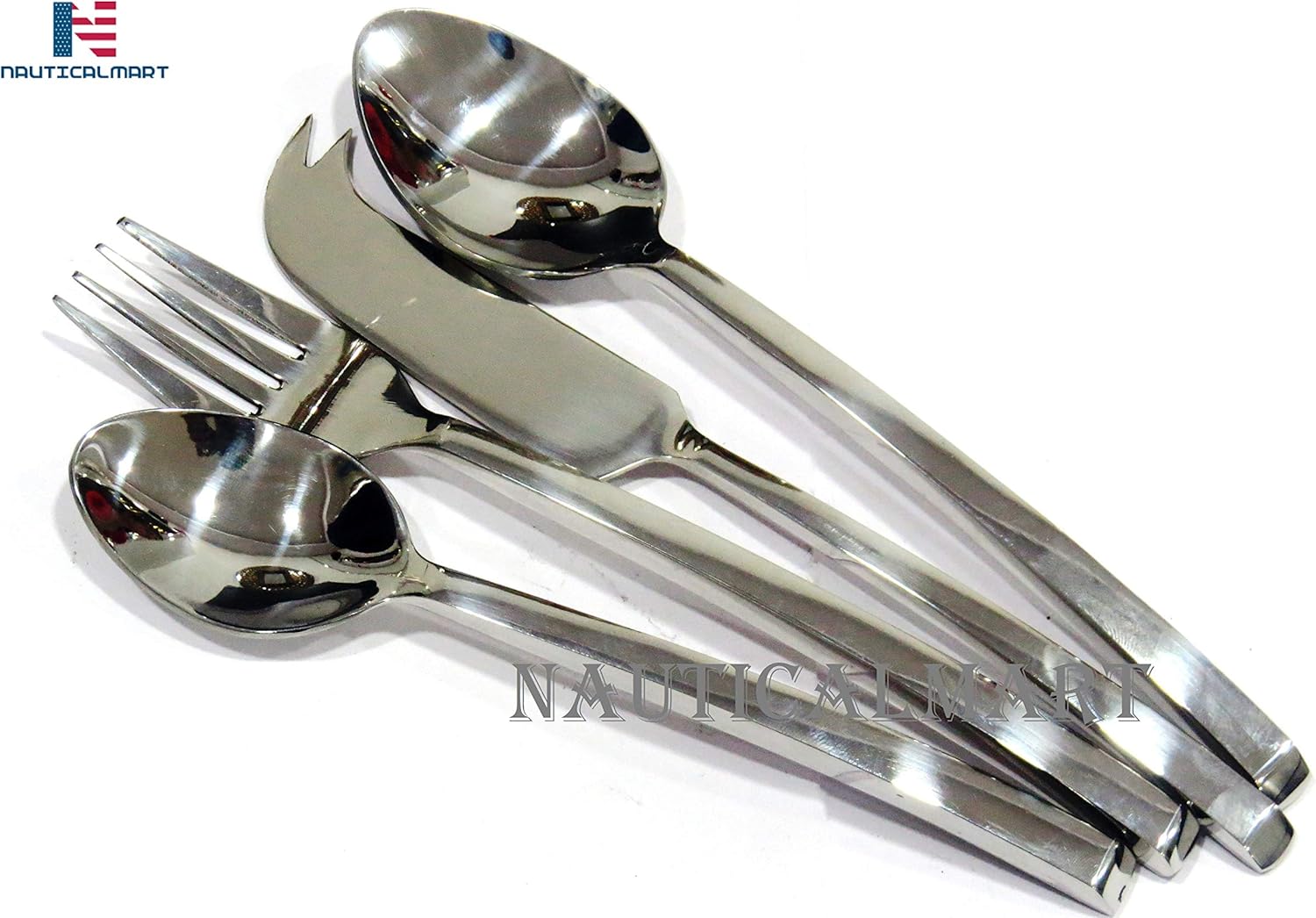 NauticalMart Cutlery Set of Spoon, Fork & Knife Flatware Silver Stainless Dinnerware Medieval Utensil, dinner decor, Modern Cutlery