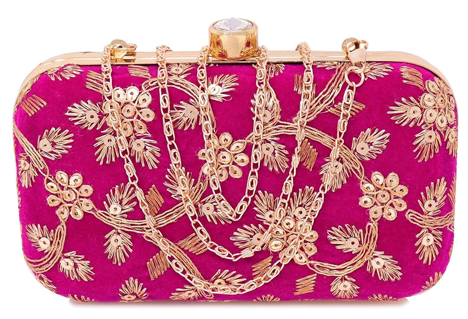 Kuber Industries Evening Bag for Women Wedding Party Clutch Handbag Crossbody Chain Shoulder Clutch Purse (Pink)-KUBMART11859 Kuber Industries Evening Bag for Women Wedding Party Clutch Handbag Crossbody Chain Shoulder Clutch Purse (Pink)-KUBMART11859