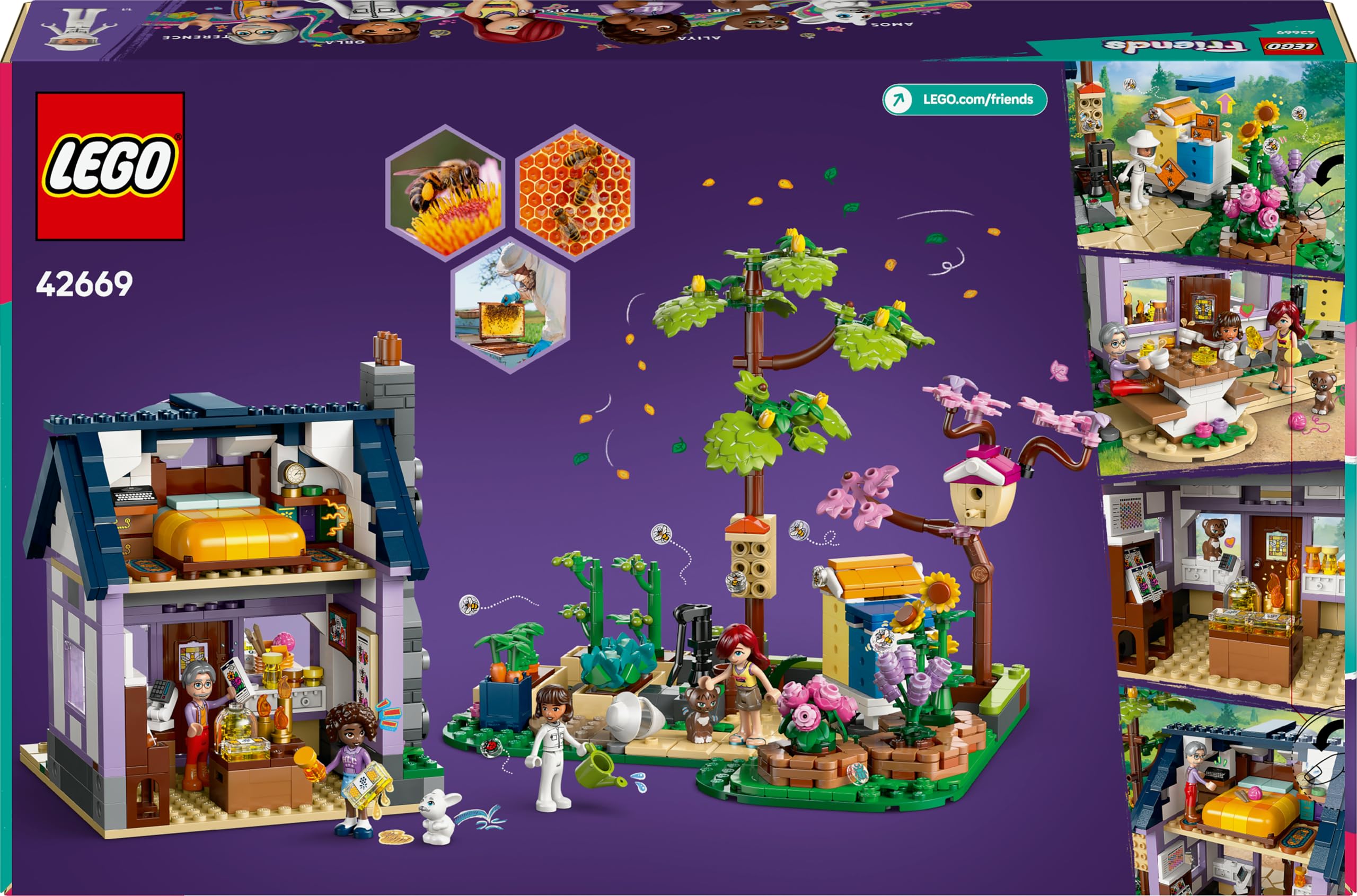 LEGO Friends Casa degli Apicoltori e Giardino Fiorito - Giocattolo Creativo con 4 Mini Bamboline, Figure di Gatto e di Coniglio con Accessori - Regalo per Bambine e Ragazze da 12 Anni in su - 42669