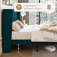 Vista 83 de SHA CERLIN Base de cama de terciopelo tamaño King con cabecera capitoné de canal vertical, plataforma tapizada con listones de madera, no necesita