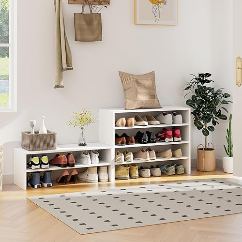 Miniatura 2 de COSTWAY Zapatero de 6 niveles, organizador de zapatos extra ancho con diseño apilable, soporte de almacenamiento independiente de 31 pulgadas