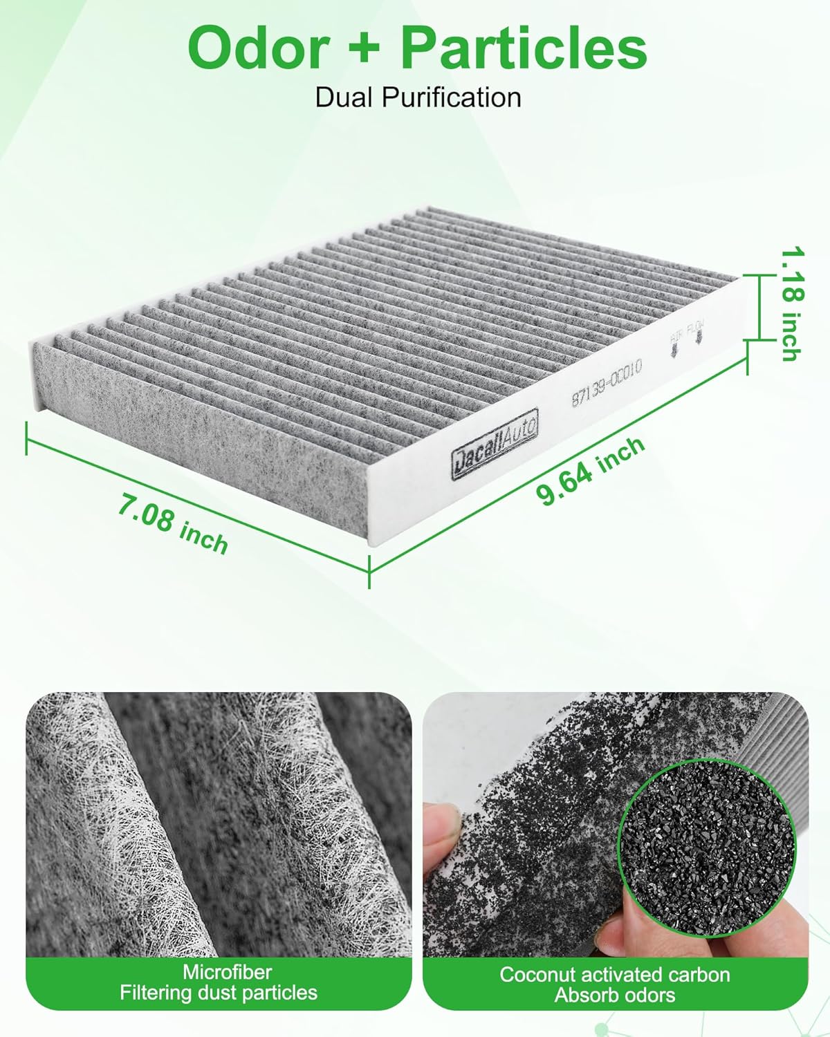 Engine & Cabin Air Filter for Toyota Tundra V6-3.4L (2022-2025), for Sequoia V6-3.4L (2023-2025); Replace 17801-F4010, WA11653; 87139-0C010