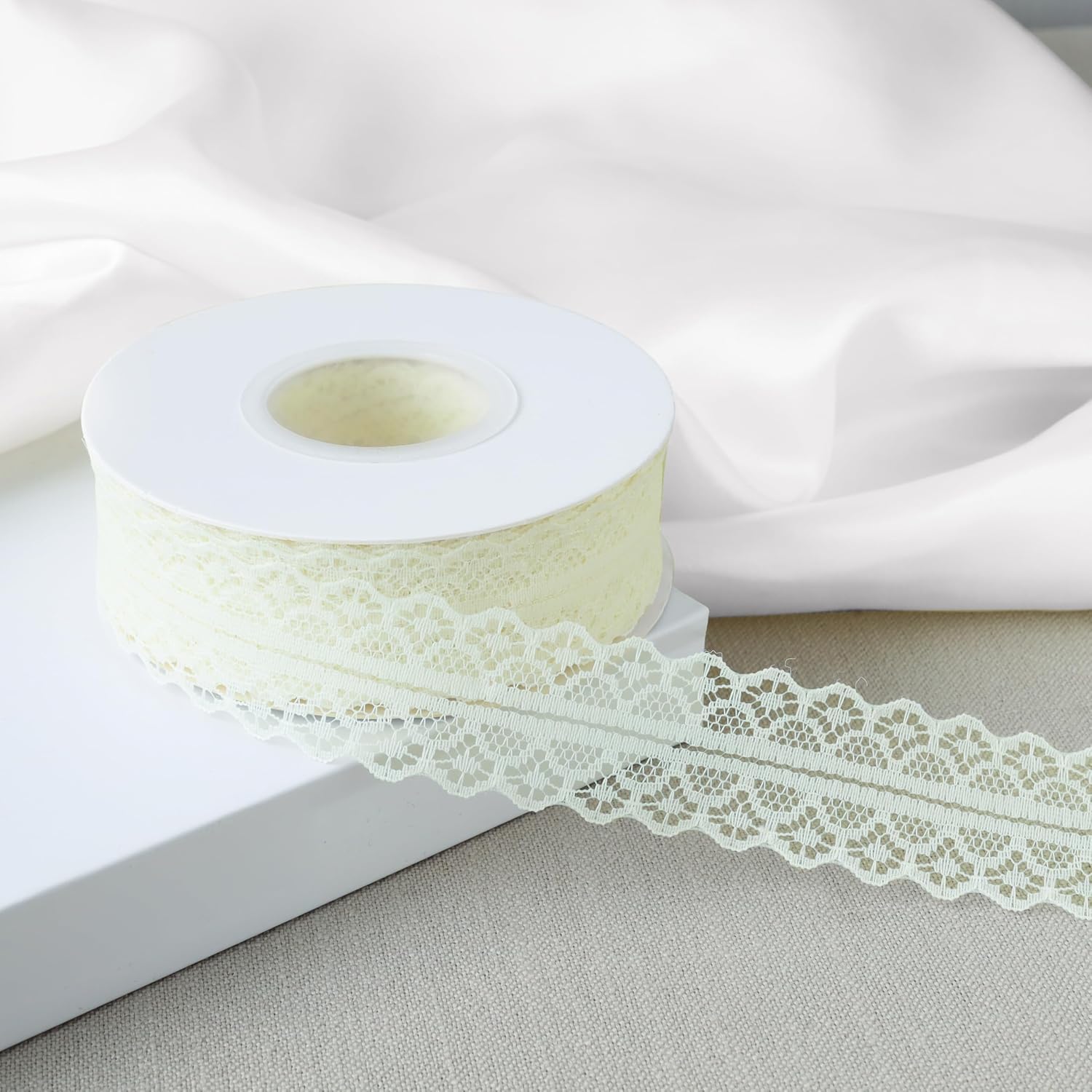 25 Yards Lace Trim Ribbon, 1.2 Inch Wide Vintage Lace Ribbons for Gift Wrapping, Flower Ribbon, Wedding Decoration & DIY Crafts Sewing (Light Pink, 25 Yards)