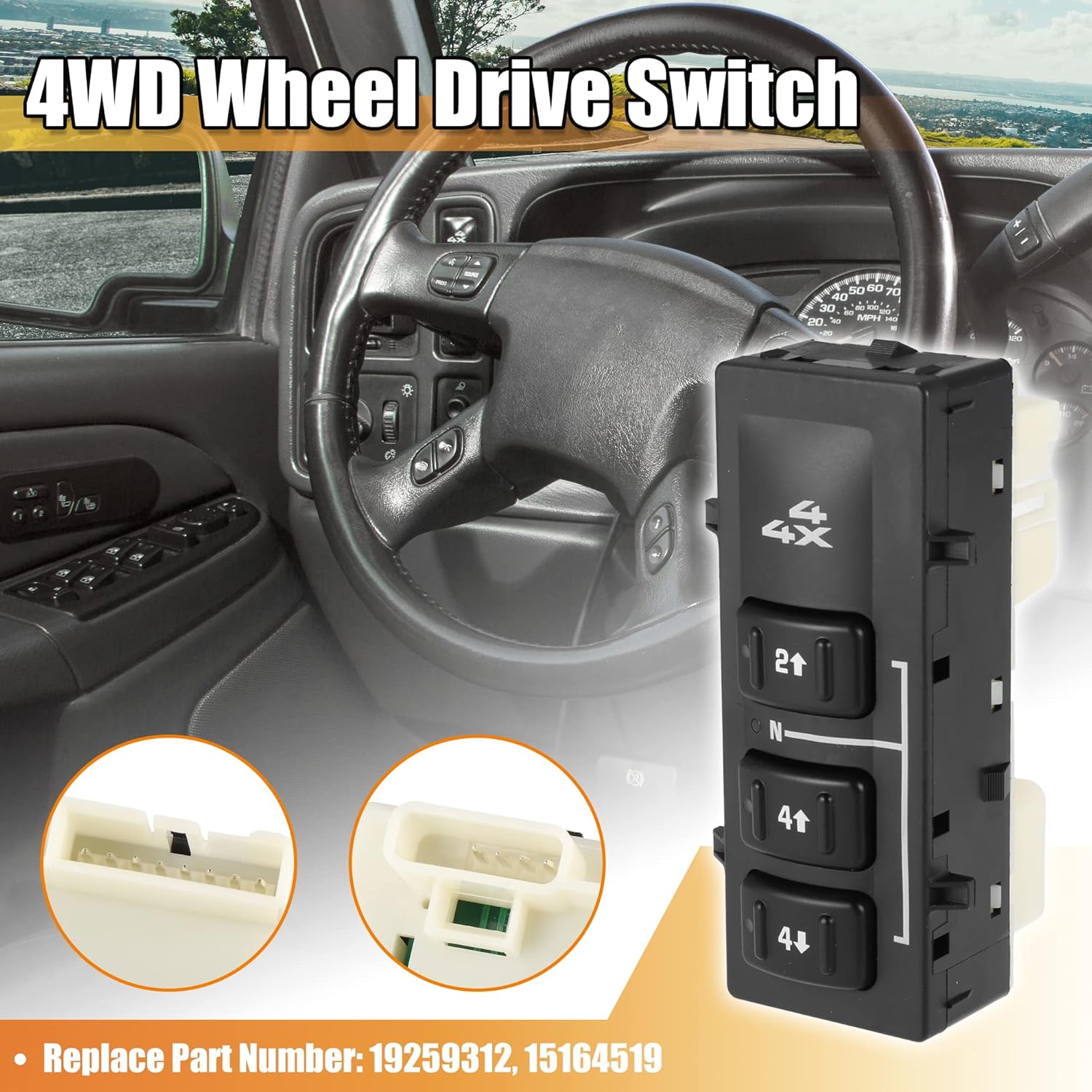 X AUTOHAUX 4x4 4WD Selector Switch for Chevy for GMC Silverado Suburban Avalanche Yukon Sierra 2003-2007 Replaces 19259312 15164519 15136040 without Auto
