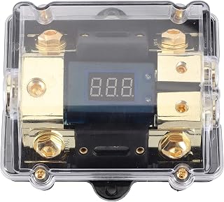 1 in 2 Out Holder,Fuse Holder Block 100A 1 in 2 Out W/LED Digital Voltage Display for Car Yacht Audio