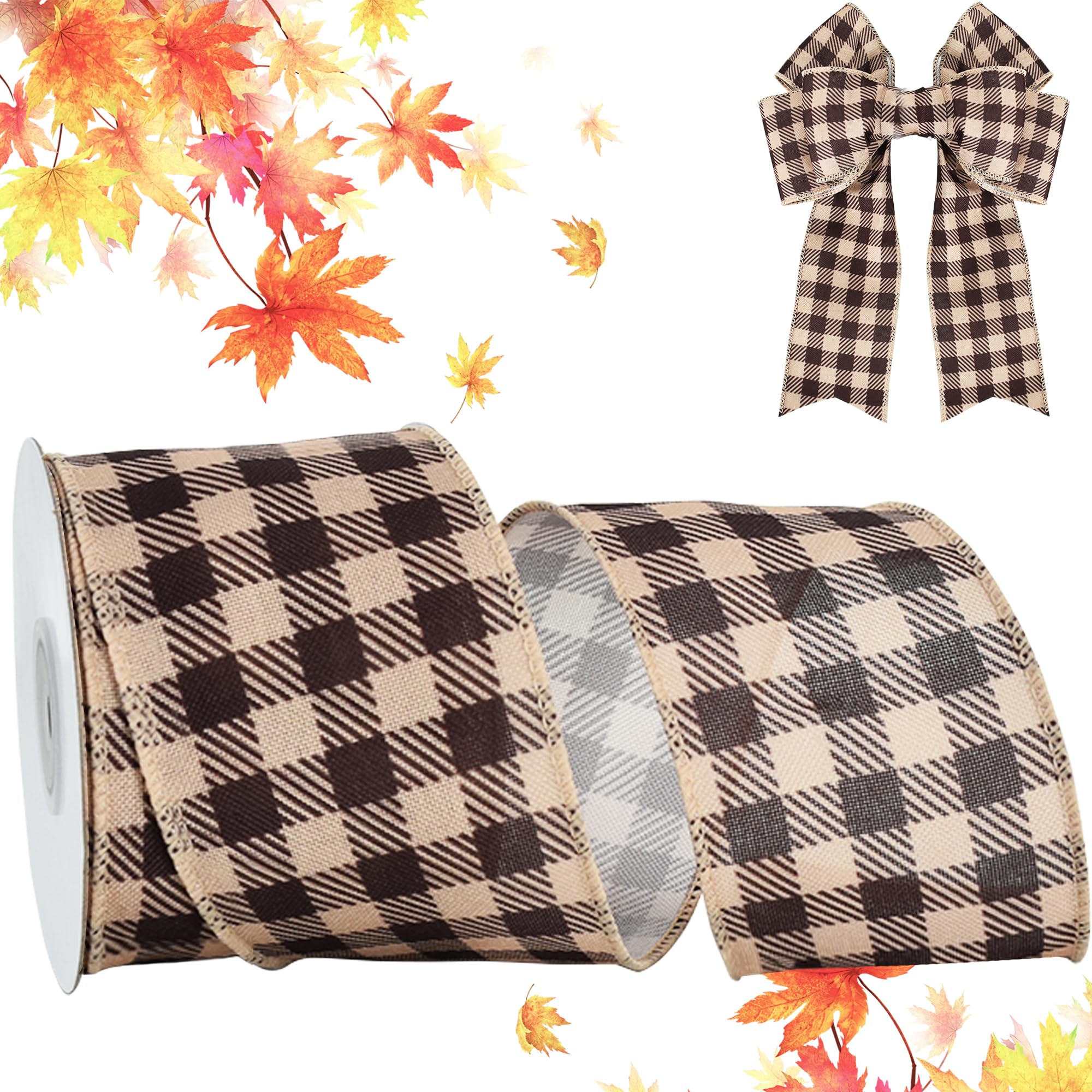 Ruban d'automne à bords métalliques de 9,1 m pour embellir votre décoration de table