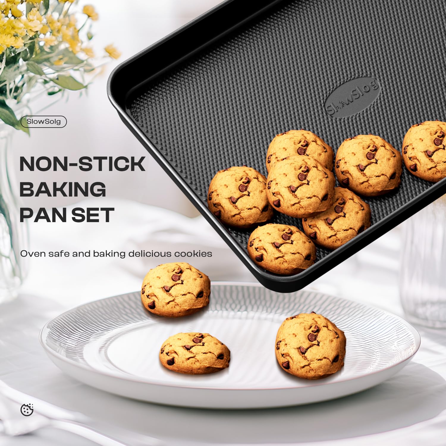 Antihaft-Backformen-Set, stapelbar, ungiftig, Schwarz, 12-teilig | Ofenfestes Backformen-Set mit Gestell und Küchenutensilien, Keksblech-Set, Kuchenform, Muffinform, Kastenform, Bräter