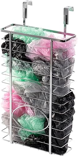 Gabinete de metal plástico bolsa de comestibles soporte de almacenamiento, cromo, medidas 8" W x 3. 75" D x 15. 75" H