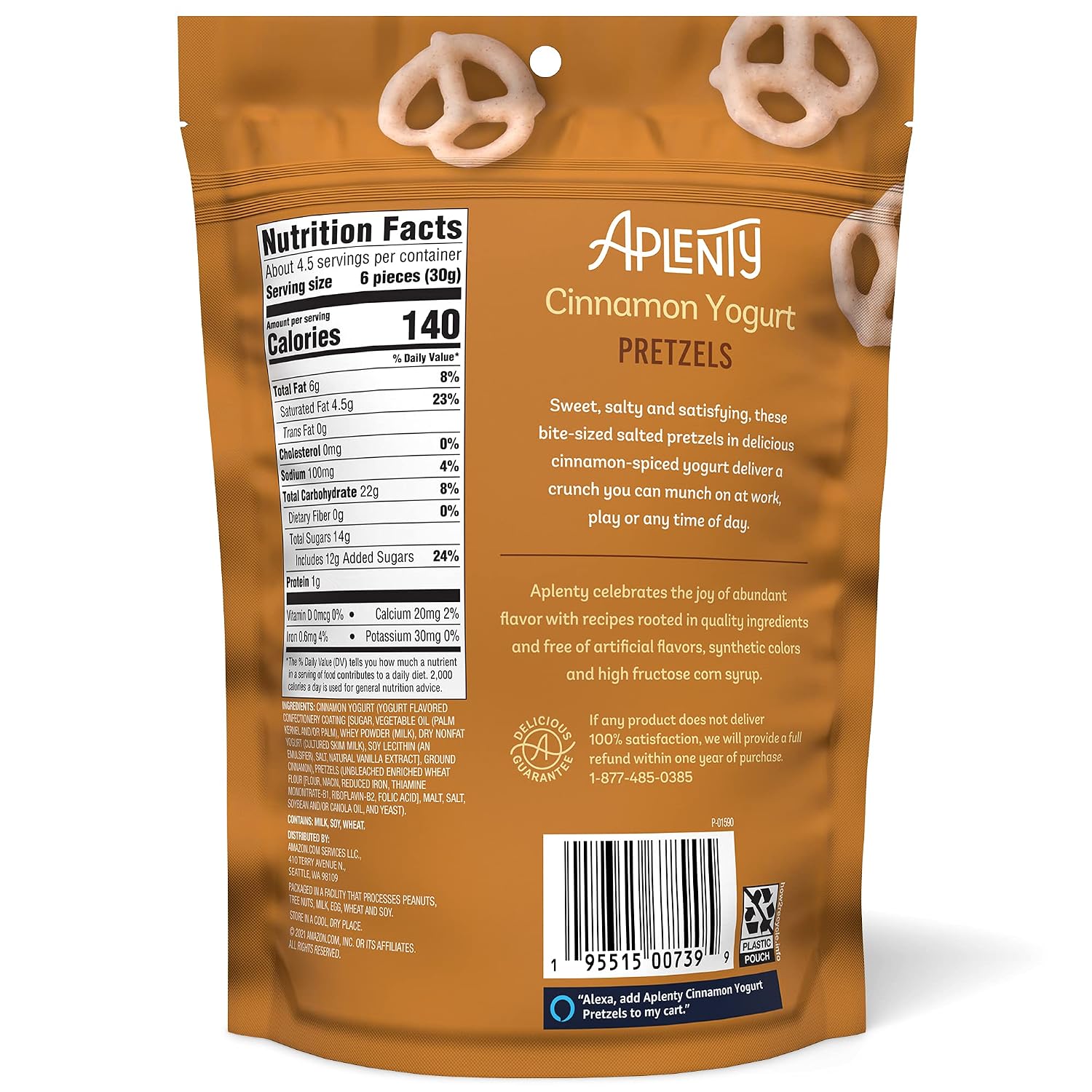 Amazon Brand - Aplenty, Cinnamon Yogurt Pretzels, 5 oz