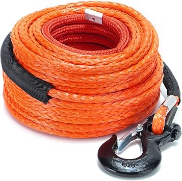 SPARKWHIZ Synthetic Winch Rope Cable Kit 1/2" x 100 ft 32000lbs Winch Line Cable with Protective Sleeve + Winch Hook for 4WD Off Road Vehicle Truck SUV UTV ATV