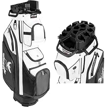 14 Way Full-Length Divider Top Men Golf Cart Bag, Fixed Slots Clubs Organized Premium Oxford Cloth Women 13 Pockets Black Blue Green Golf Bag with 3 Handles Cooler Rain Cover