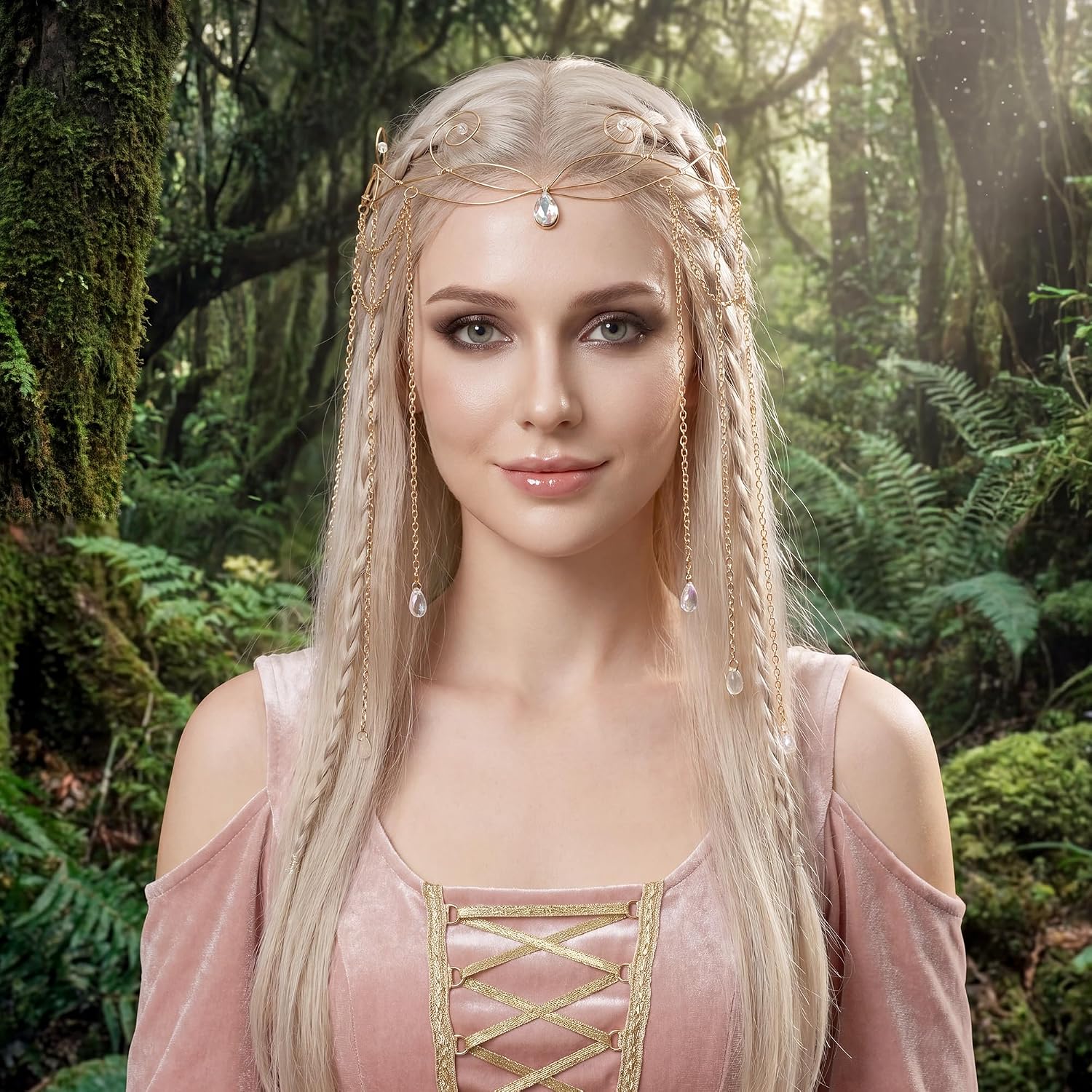 Fairy Elf Circlet for Women - Beaded Headpiece with Tassel image 2