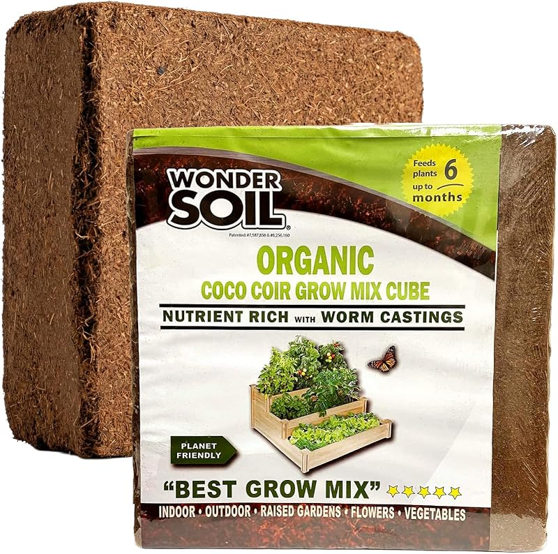 | (72 cuartos) La única fibra de coco comprimida lista para plantar completamente cargada con nutrientes | Ladrillo/Bloque de fibra de coco orgánico | El bloque de 10 libras se expande a 72 cuartos | Incluye humus de lombriz y nutrientes.