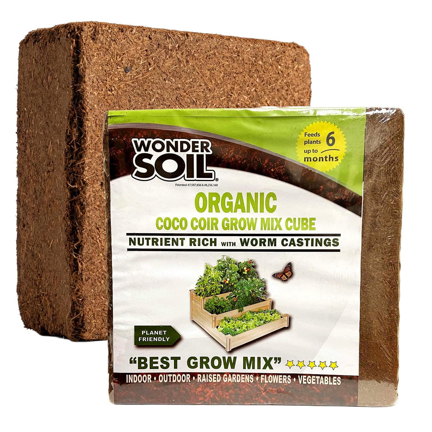 (72 Quarts) The Only Ready to Plant Compressed Coco Coir Fully Loaded with Nutrients | Organic Coco Coir Brick/Block | 10 LBS Block Expands to 72 Quarts | Incl Worm Castings & Nutrients