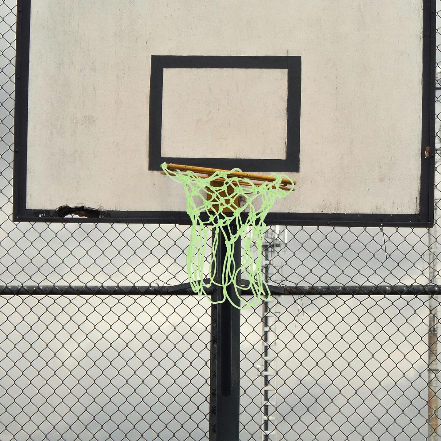 VILLCASE Heavy Duty Glow Basketball Net Replacement, Fluorescent Nylon Outdoor 12-Hook 50cm Extended Net for Kindergarten and Sports Equipment