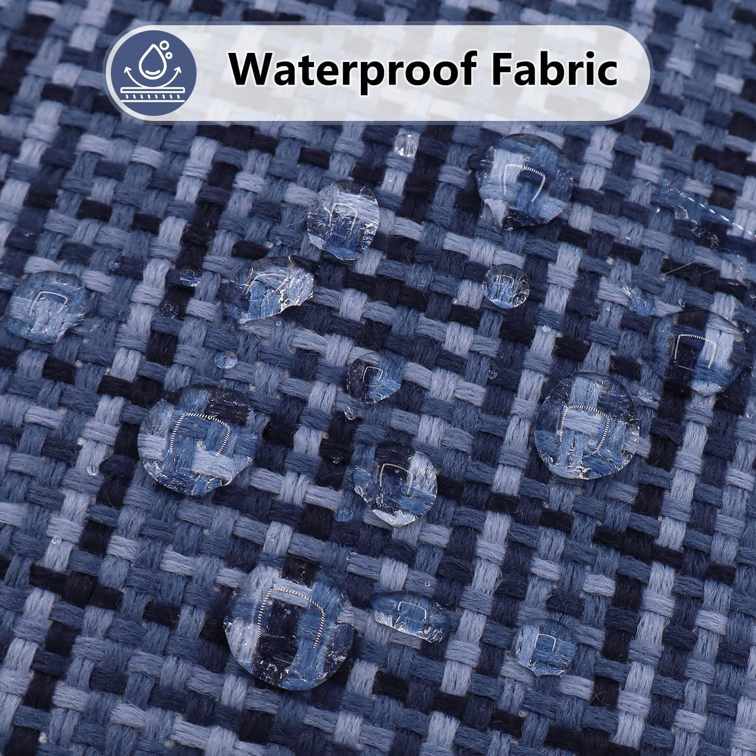 Outdoor Pillow Covers 18x18 Decorative Pillow Covers Pack of 2, Weaving Texture Waterproof Throw Pillow Covers for Garden Patio Tent Balcony Bench Couch Sofa, Blue - Image 4