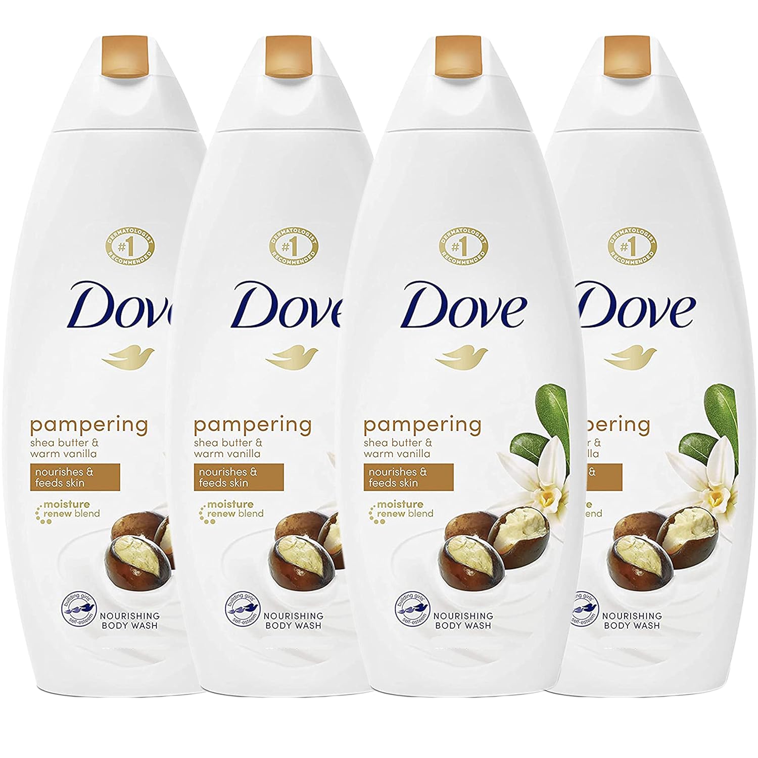 Dove Pampering Body Wash with Shea Butter and Vanilla, Skin Natural Moisturizers, 25.3 Ounce (Pack of 4) : Beauty & Personal Care